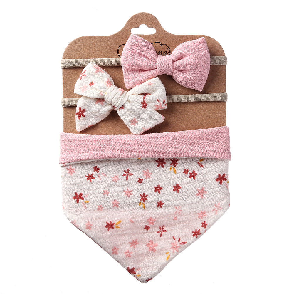 Double-sided Baby Saliva Towel Bib with complimentary head bows