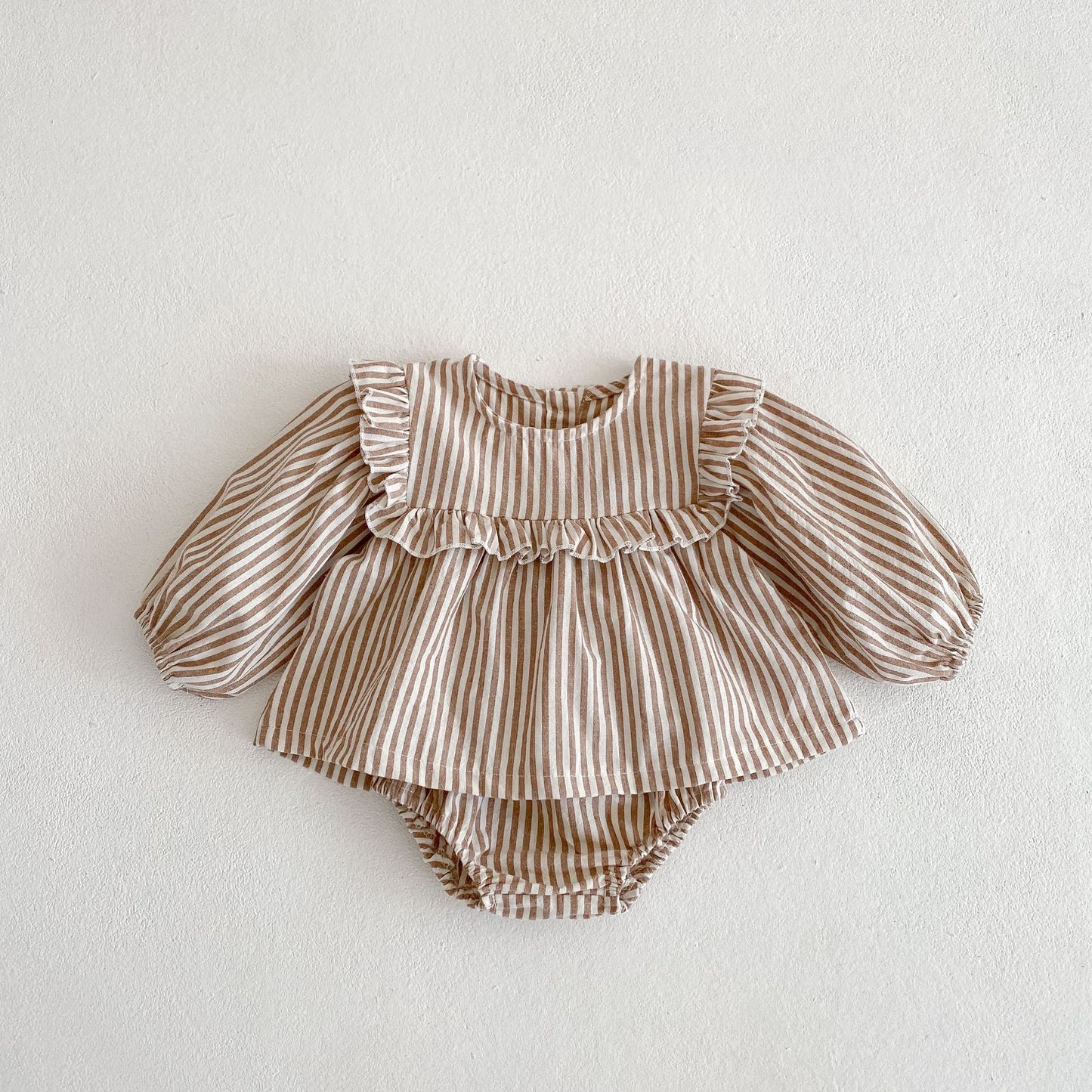 Baby Ruffle Collar Striped Long Sleeved Set