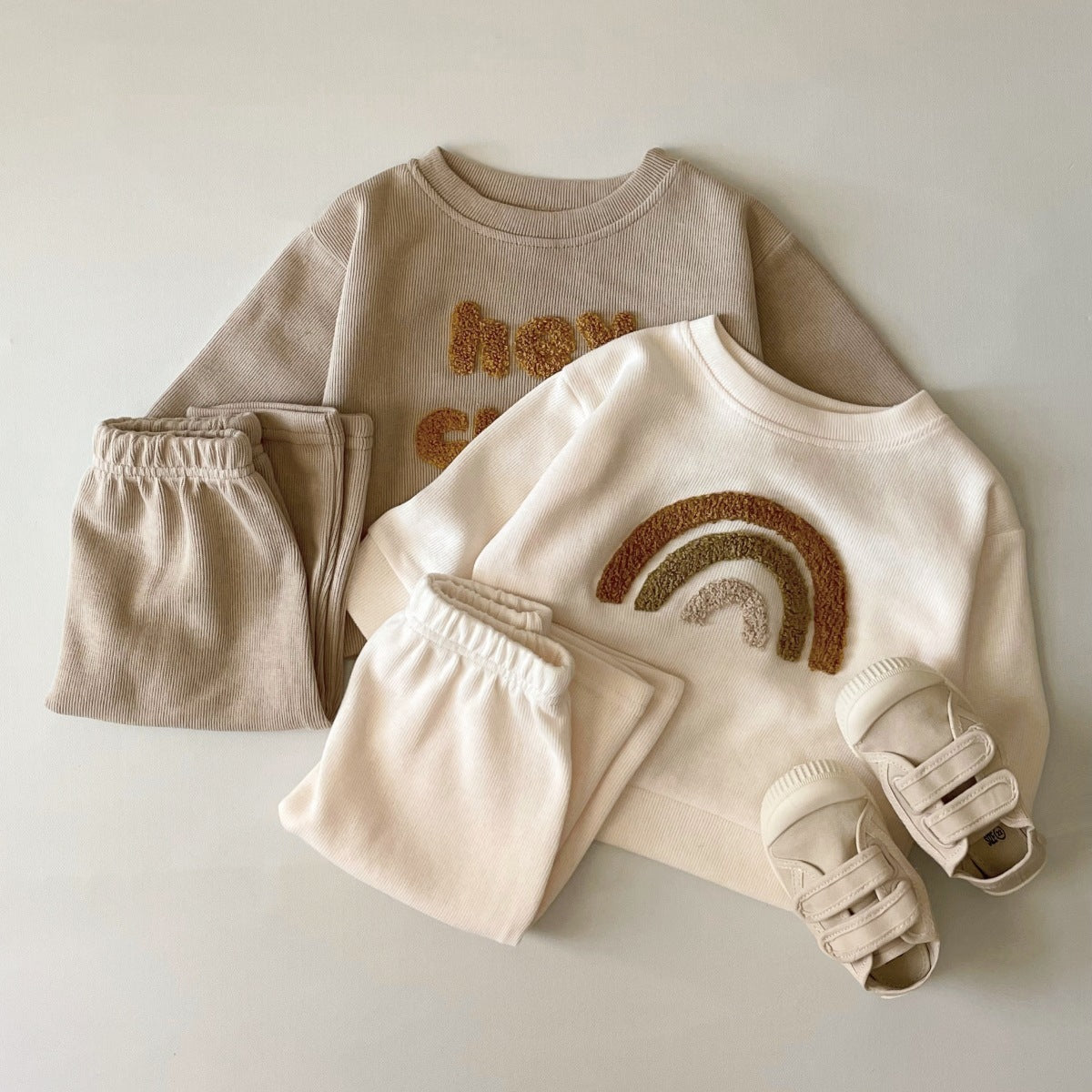 Alphabet Embroidered Baby Long Sleeve Two-piece Suit Set
