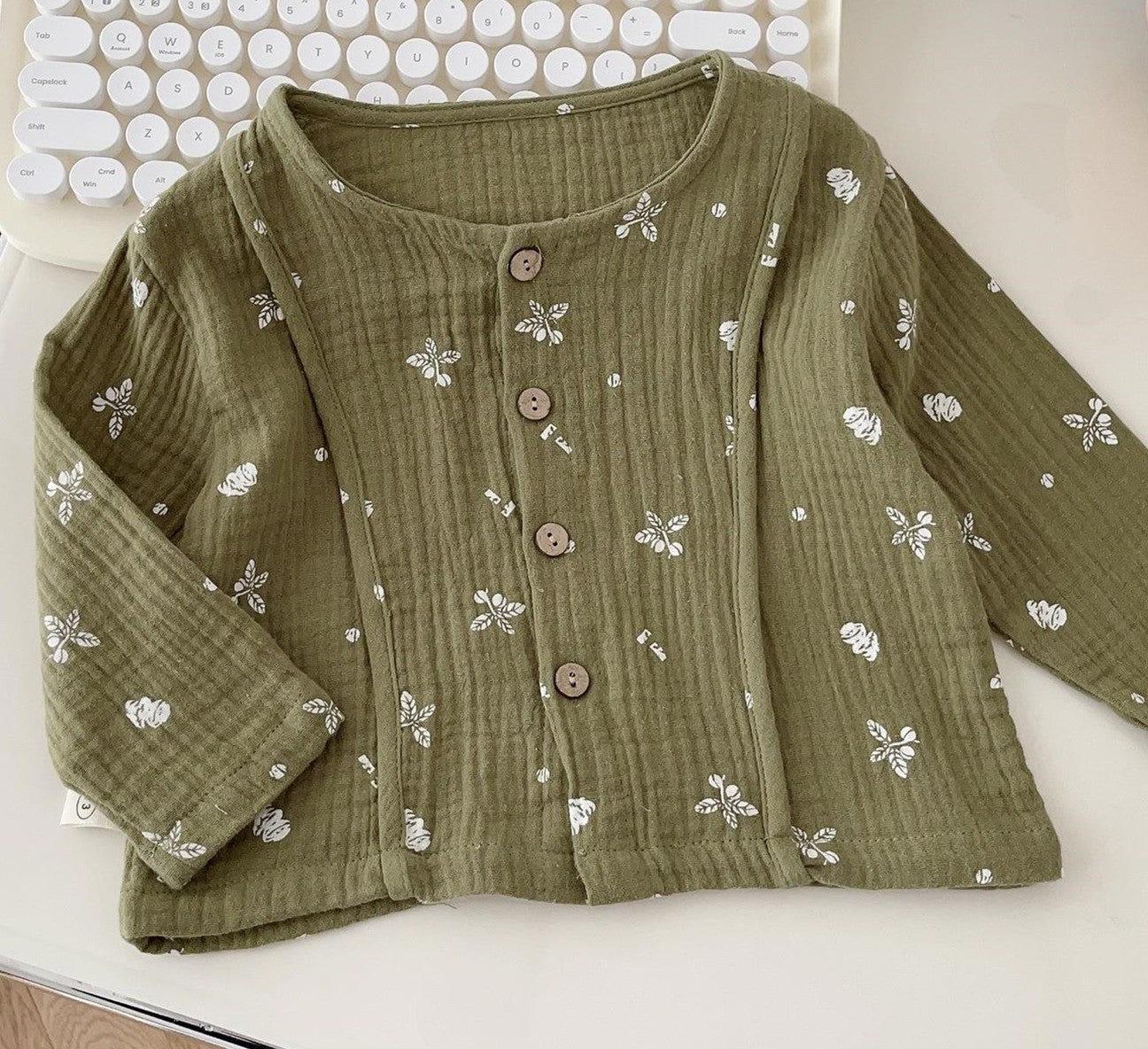 Children's Linen Style Button Sleeve Pull Over Blouse