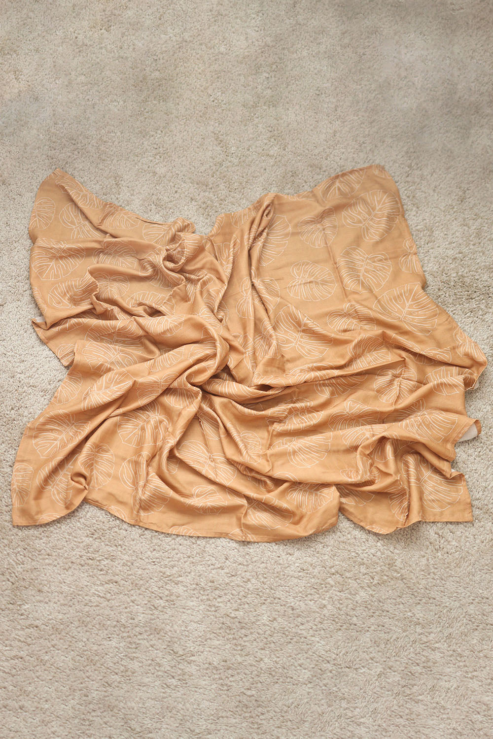 Neutral Monstera Tropical swaddle Blanket