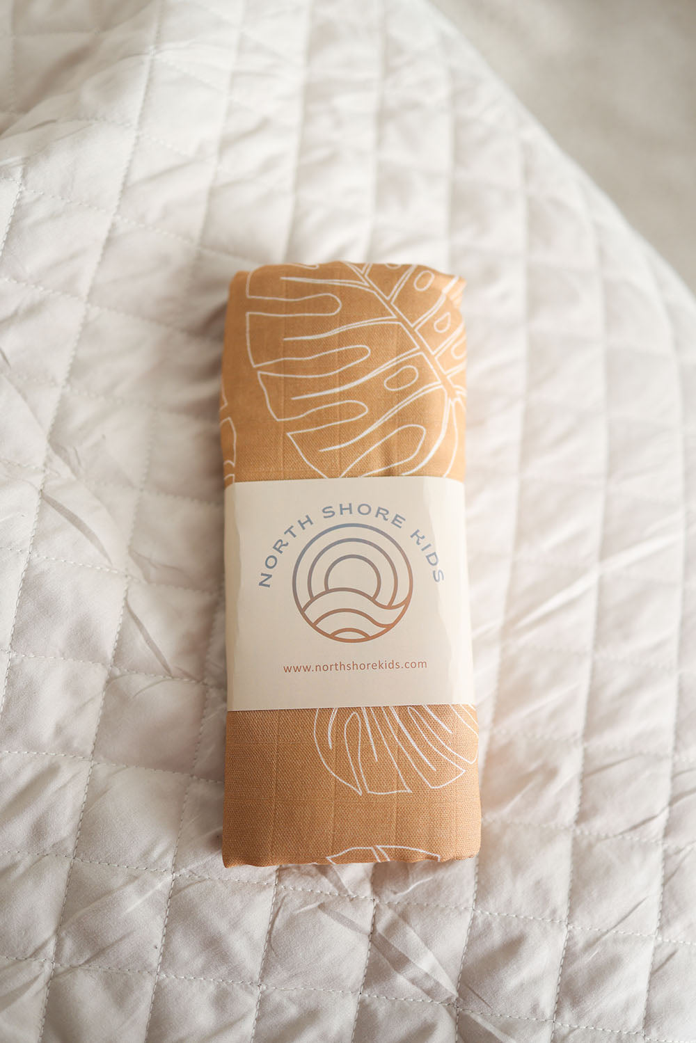 Neutral Monstera Tropical swaddle Blanket