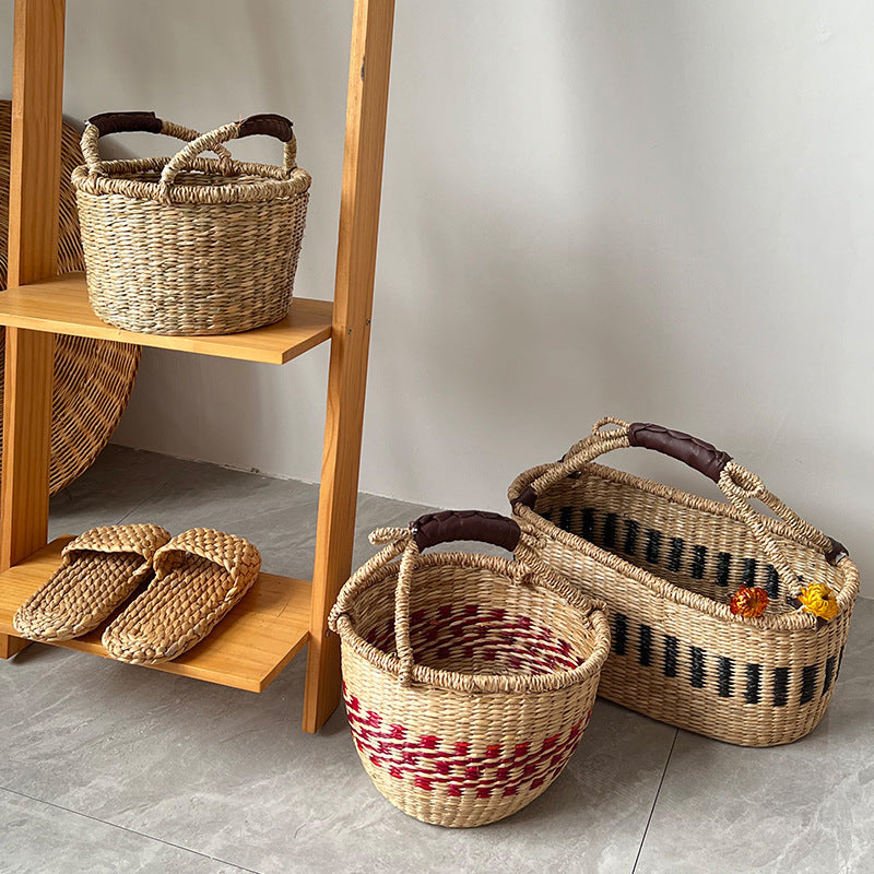 Colorful Straw Woven Storage Basket