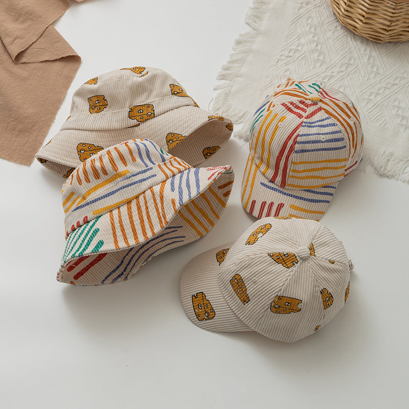 Children's Cute Cheese Rainbow Printing Bucket Hat