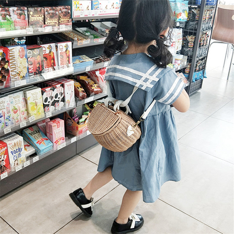 Children's Bicycle Rattan Woven Storage Basket