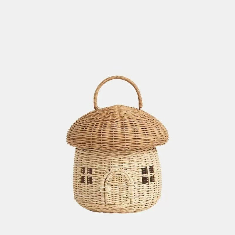 Handcrafted Heirloom Woven Rattan Mushroom Basket