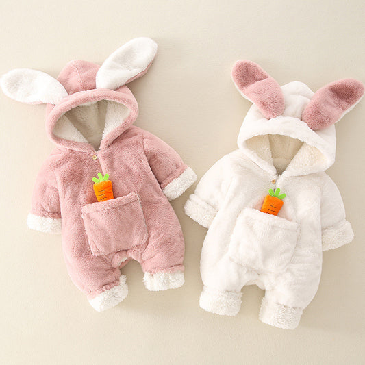 Thick Winter Bunny Baby Jumpsuit