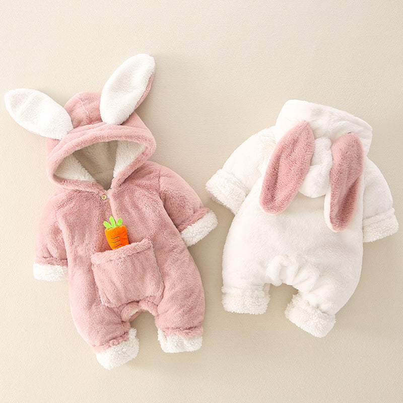 Thick Winter Bunny Baby Jumpsuit