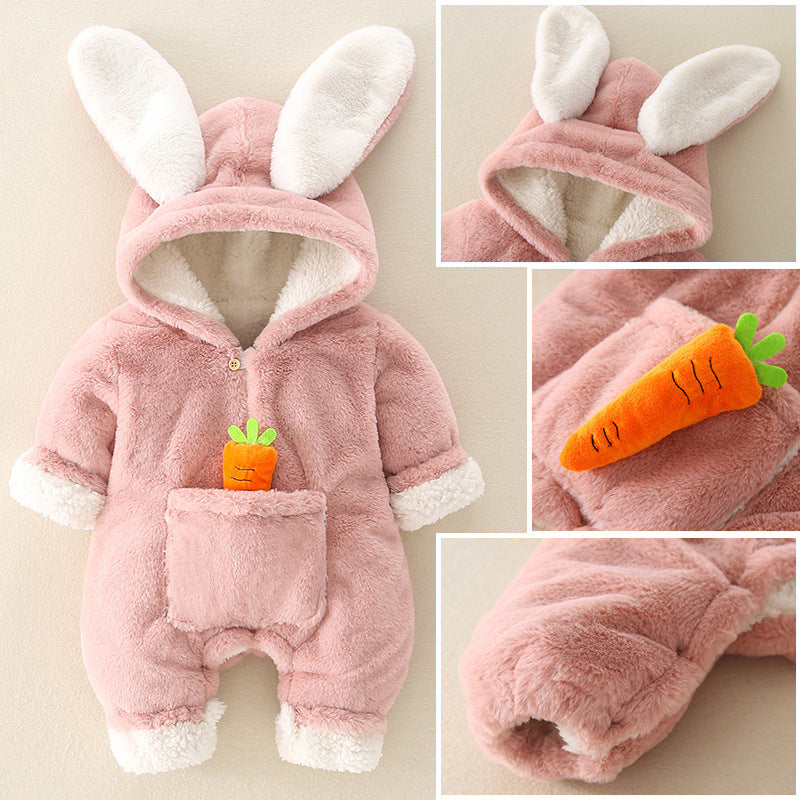 Thick Winter Bunny Baby Jumpsuit