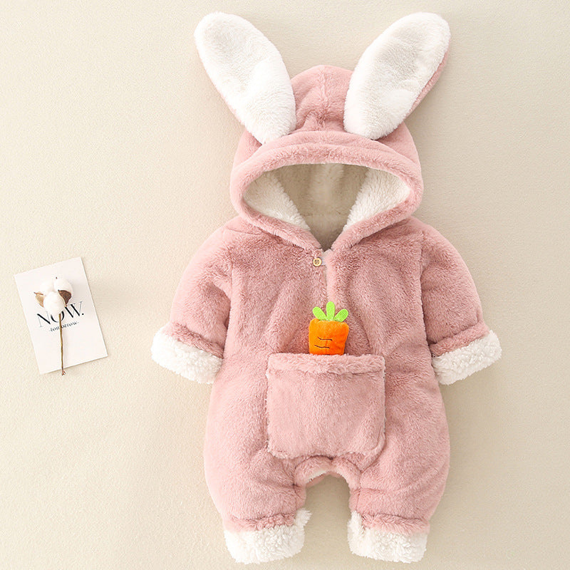 Thick Winter Bunny Baby Jumpsuit