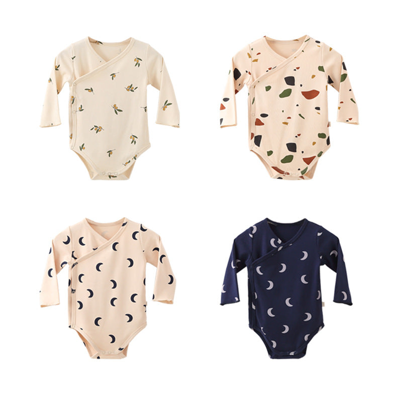 Pure Cotton Minimalist Wrap Style Baby Long sleeve Onesie