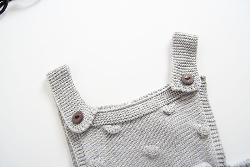 Baby Knitted Romper with bow and pom