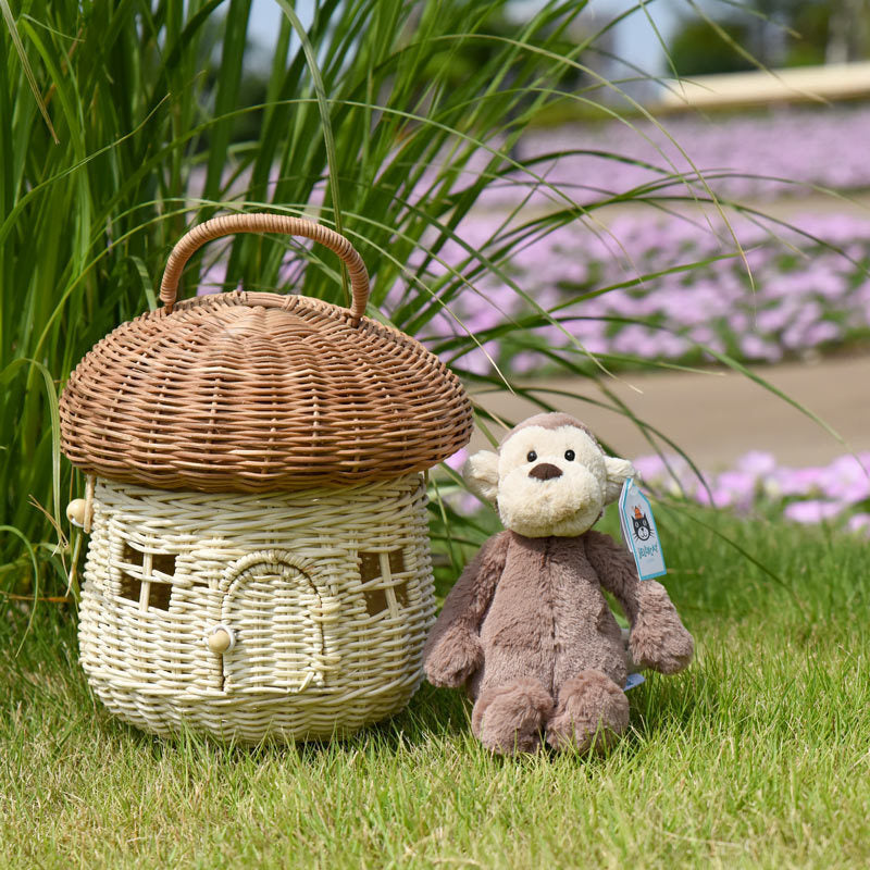 Handcrafted Heirloom Woven Rattan Mushroom Basket