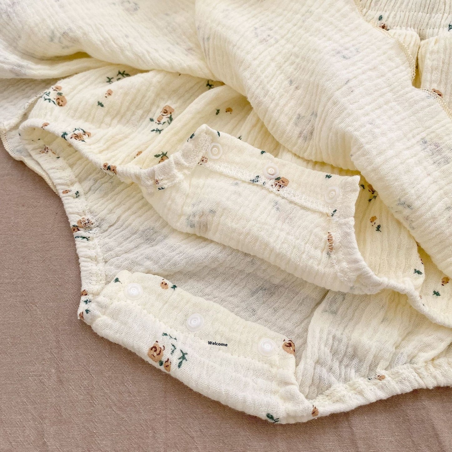 Baby Girl Floral Romper Double-layer Yarn Onesie