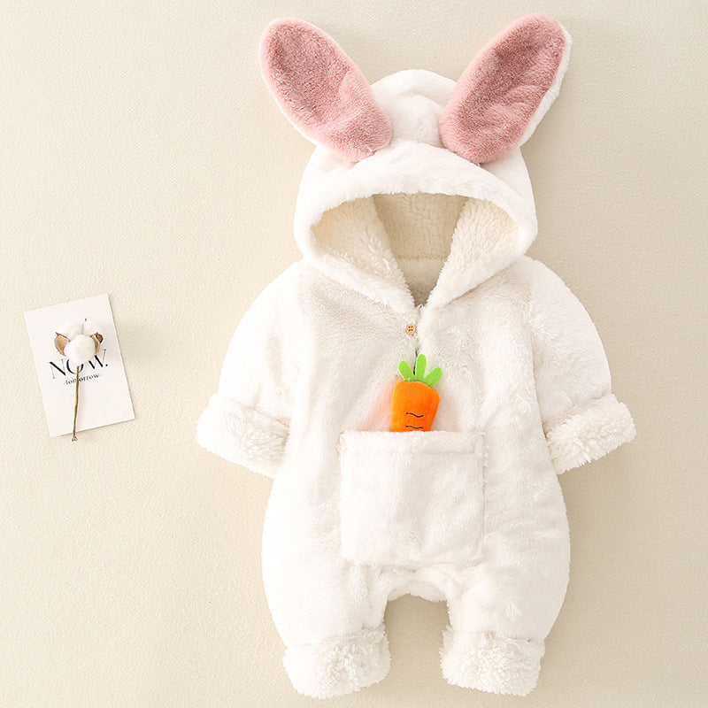 Thick Winter Bunny Baby Jumpsuit