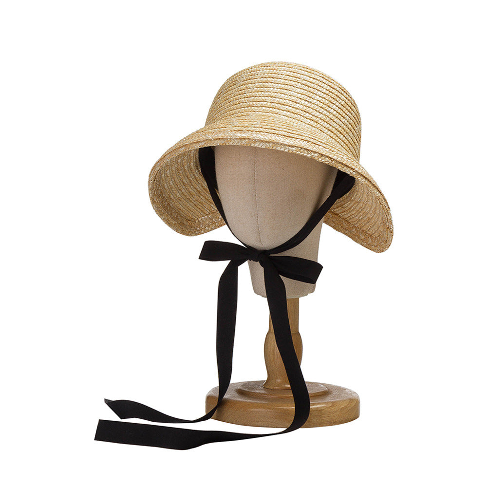 Children's Hand-woven Wide-brimmed Strappy Straw Grass Loli Hat