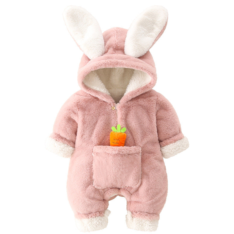 Thick Winter Bunny Baby Jumpsuit