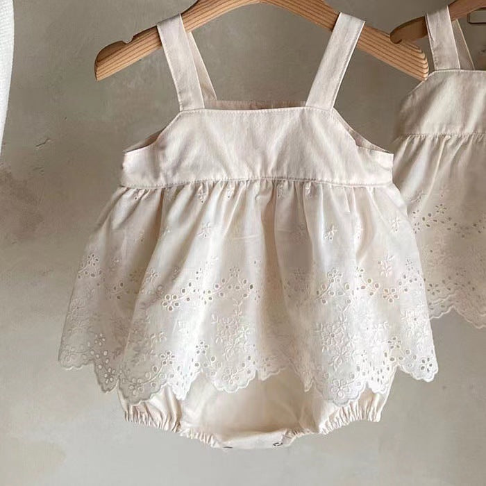 Baby Spring And Autumn Embroidery Cute Suspenders Small Skirt Romper One-piece Onesie