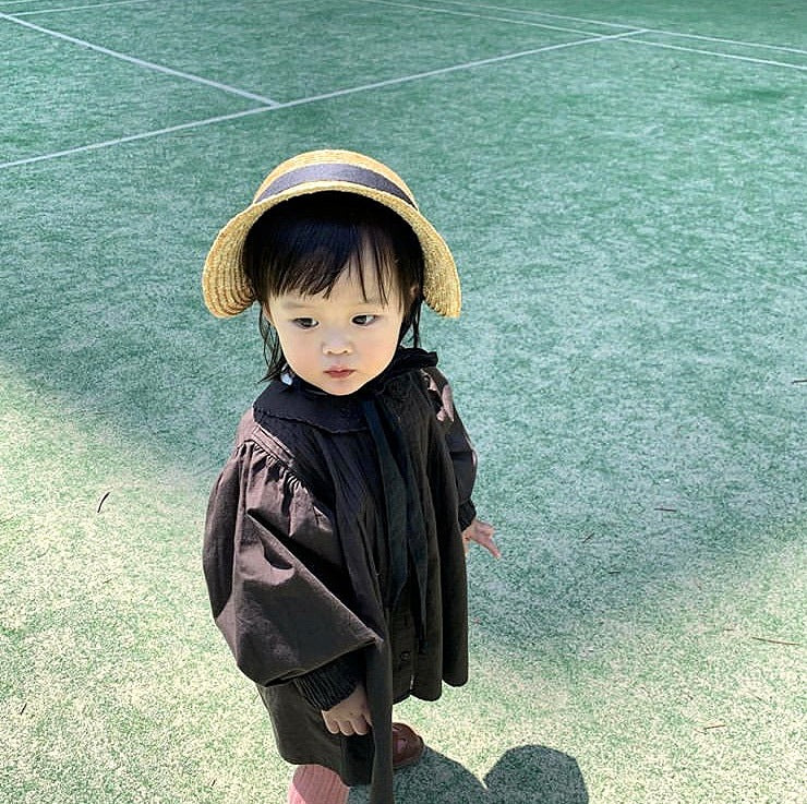 French Court Style Children's Hand-knitted Straw Hat