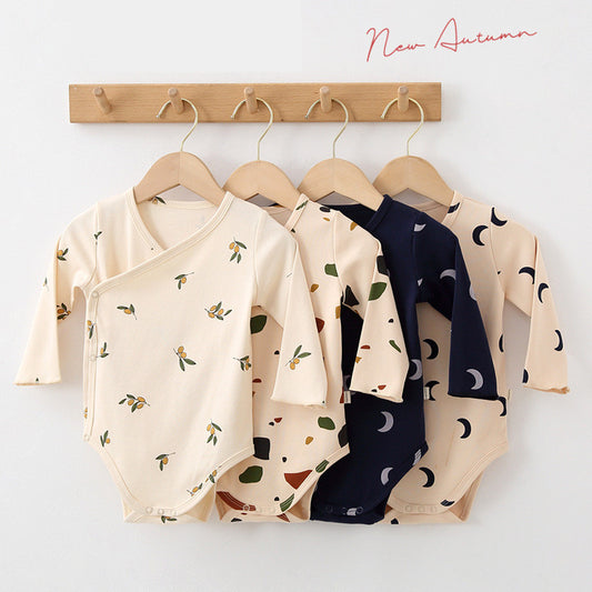 Pure Cotton Minimalist Wrap Style Baby Long sleeve Onesie