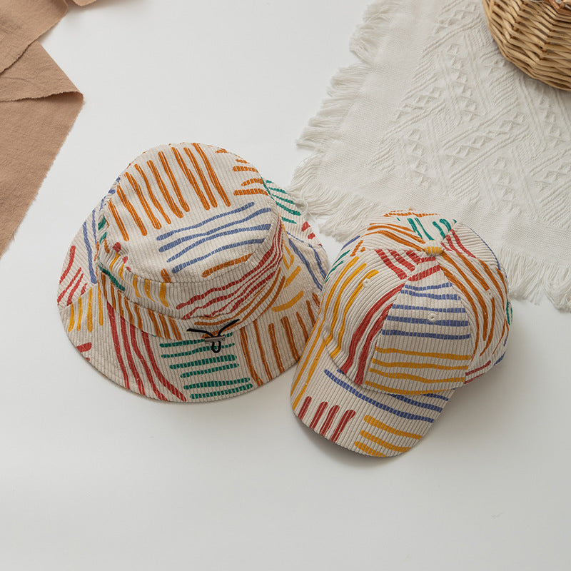 Children's Cute Cheese Rainbow Printing Bucket Hat
