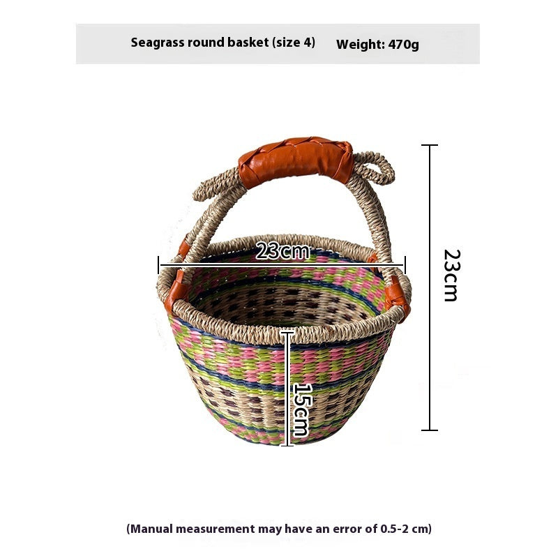 Colorful Straw Woven Storage Basket