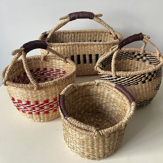 Colorful Straw Woven Storage Basket