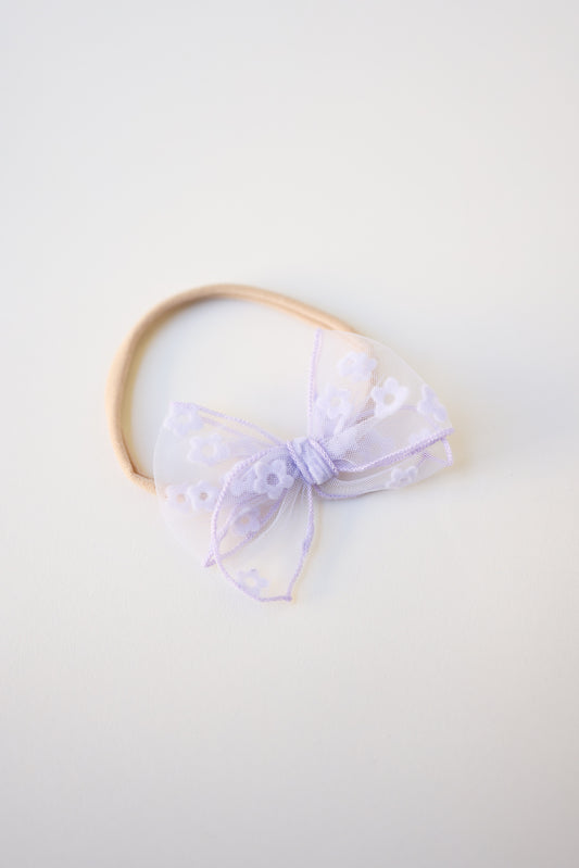 Lilac Mesh Flower Baby Headwrap Bow