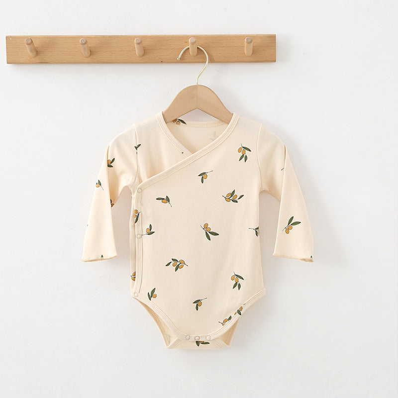 Pure Cotton Minimalist Wrap Style Baby Long sleeve Onesie