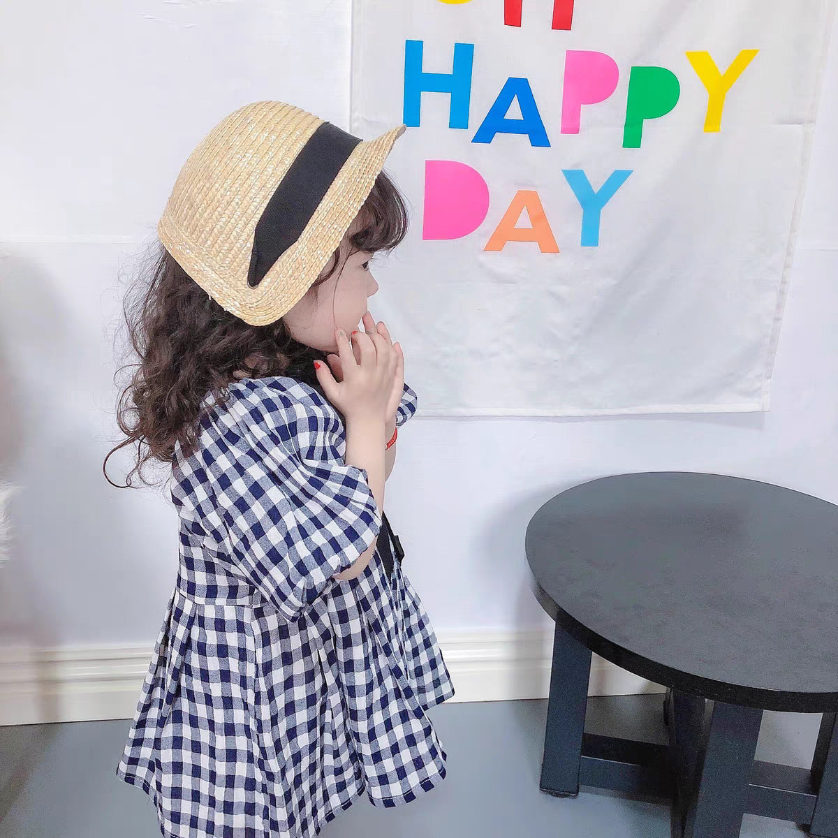 French Court Style Children's Hand-knitted Straw Hat