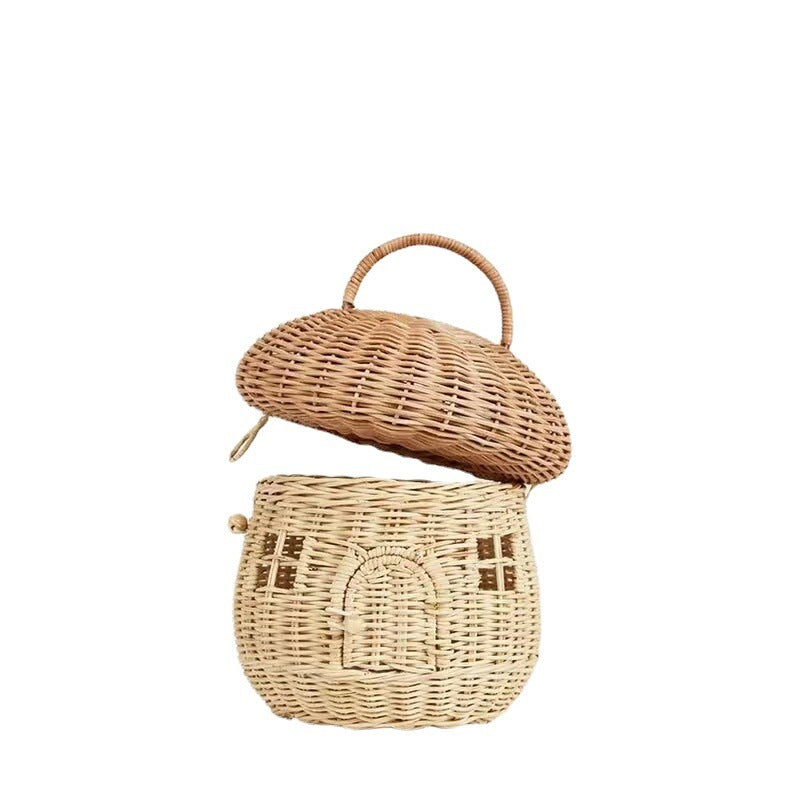 Handcrafted Heirloom Woven Rattan Mushroom Basket