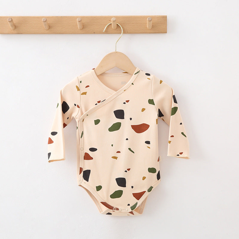 Pure Cotton Minimalist Wrap Style Baby Long sleeve Onesie